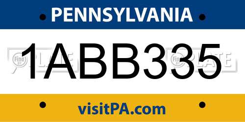 1ABB335 Pennsylvania License Plate