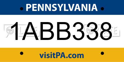 1ABB338 Pennsylvania License Plate