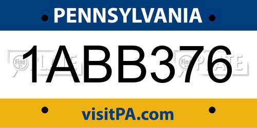 1ABB376 Pennsylvania License Plate