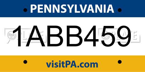 1ABB459 Pennsylvania License Plate