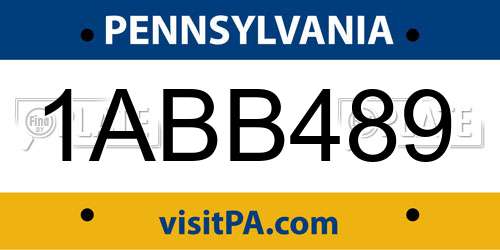 1ABB489 Pennsylvania License Plate