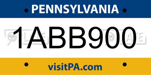 1ABB900 Pennsylvania License Plate