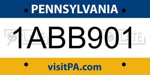 1ABB901 Pennsylvania License Plate