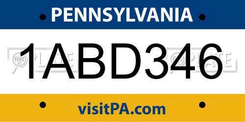 1ABD346 Pennsylvania License Plate