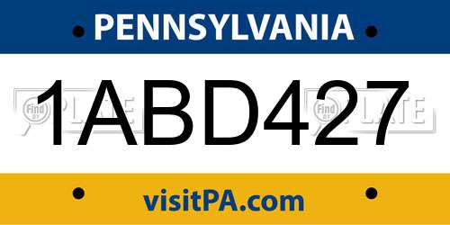 1ABD427 Pennsylvania License Plate