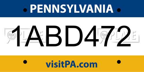 1ABD472 Pennsylvania License Plate
