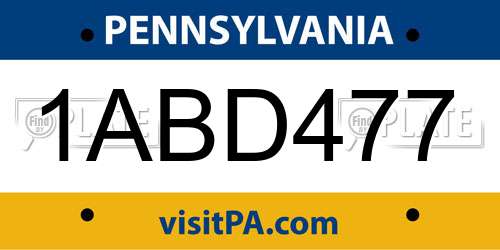 1ABD477 Pennsylvania License Plate