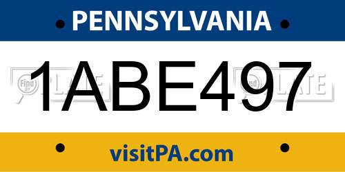1ABE497 Pennsylvania License Plate