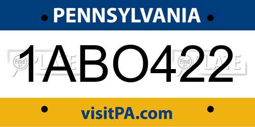 1ABO422 Pennsylvania License Plate