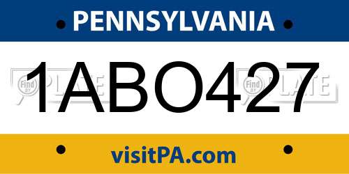 1ABO427 Pennsylvania License Plate