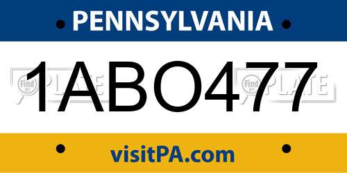 1ABO477 Pennsylvania License Plate