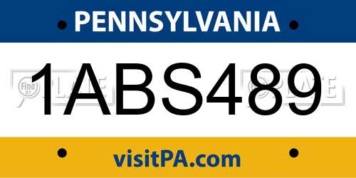 1ABS489 Pennsylvania License Plate