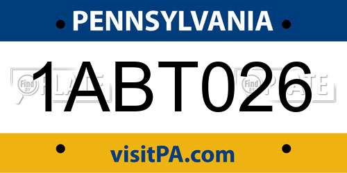 1ABT026 Pennsylvania License Plate