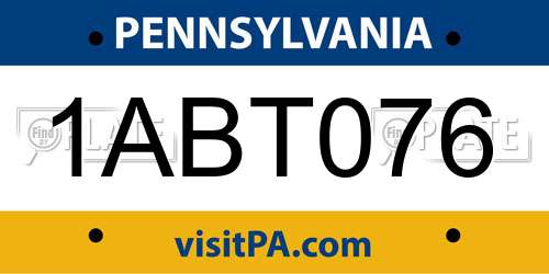 1ABT076 Pennsylvania License Plate