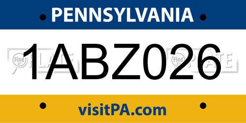 1ABZ026 Pennsylvania License Plate