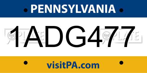 1ADG477 Pennsylvania License Plate