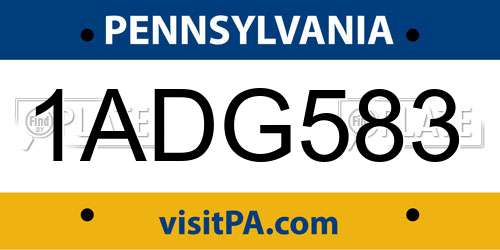 1ADG583 Pennsylvania License Plate