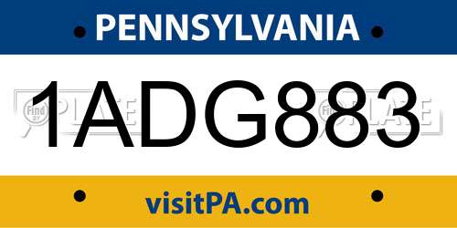 1ADG883 Pennsylvania License Plate