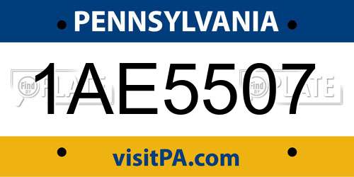 1AE5507 Pennsylvania License Plate