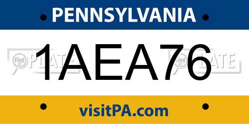 1AEA76 Pennsylvania License Plate