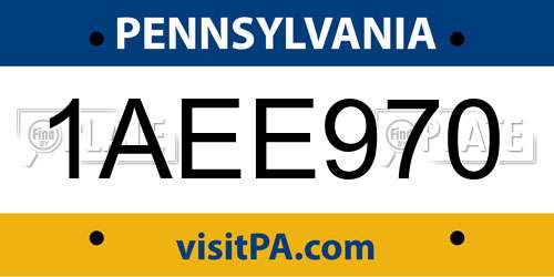 1AEE970 Pennsylvania License Plate