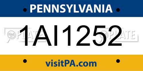 1AI1252 Pennsylvania License Plate