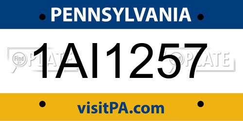 1AI1257 Pennsylvania License Plate