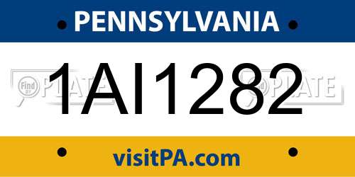1AI1282 Pennsylvania License Plate
