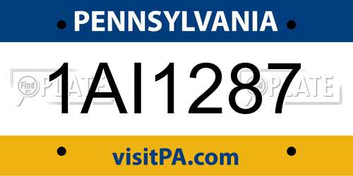 1AI1287 Pennsylvania License Plate
