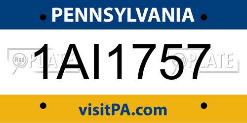 1AI1757 Pennsylvania License Plate