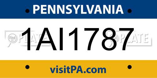 1AI1787 Pennsylvania License Plate