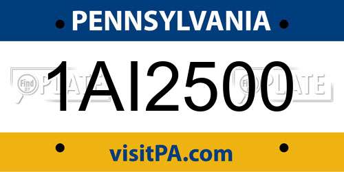 1AI2500 Pennsylvania License Plate