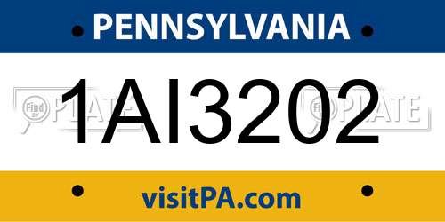 1AI3202 Pennsylvania License Plate