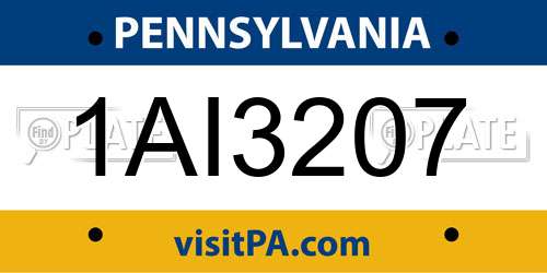1AI3207 Pennsylvania License Plate