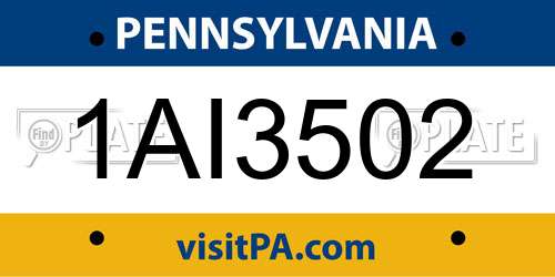 1AI3502 Pennsylvania License Plate