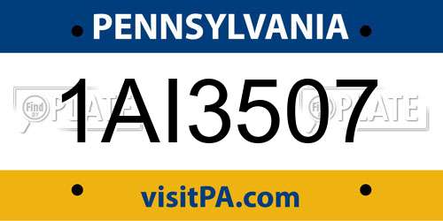 1AI3507 Pennsylvania License Plate