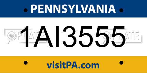 1AI3555 Pennsylvania License Plate