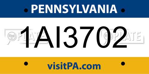1AI3702 Pennsylvania License Plate