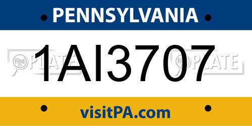1AI3707 Pennsylvania License Plate