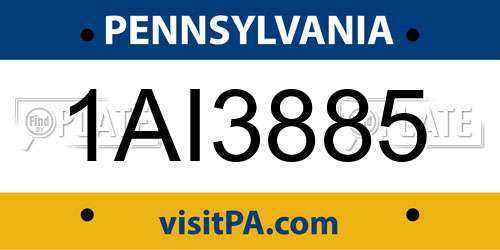 1AI3885 Pennsylvania License Plate