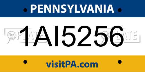 1AI5256 Pennsylvania License Plate