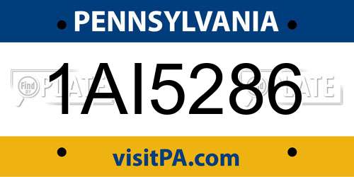 1AI5286 Pennsylvania License Plate