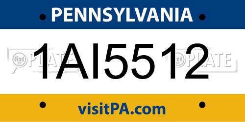 1AI5512 Pennsylvania License Plate