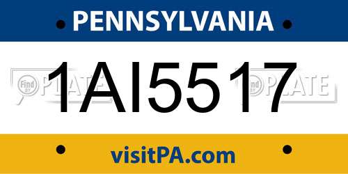 1AI5517 Pennsylvania License Plate