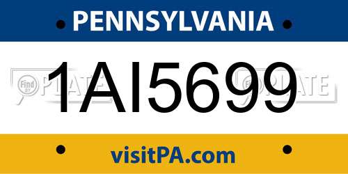 1AI5699 Pennsylvania License Plate