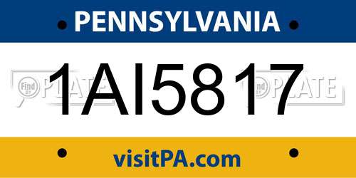 1AI5817 Pennsylvania License Plate