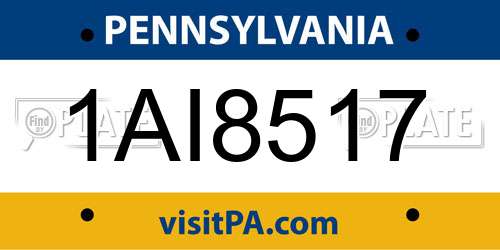 1AI8517 Pennsylvania License Plate