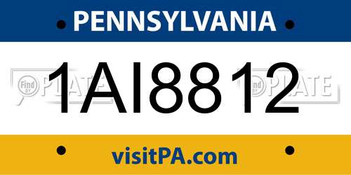 1AI8812 Pennsylvania License Plate