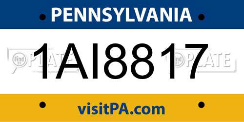 1AI8817 Pennsylvania License Plate