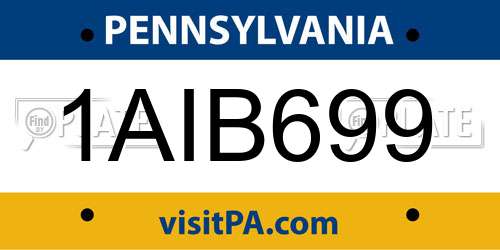 1AIB699 Pennsylvania License Plate